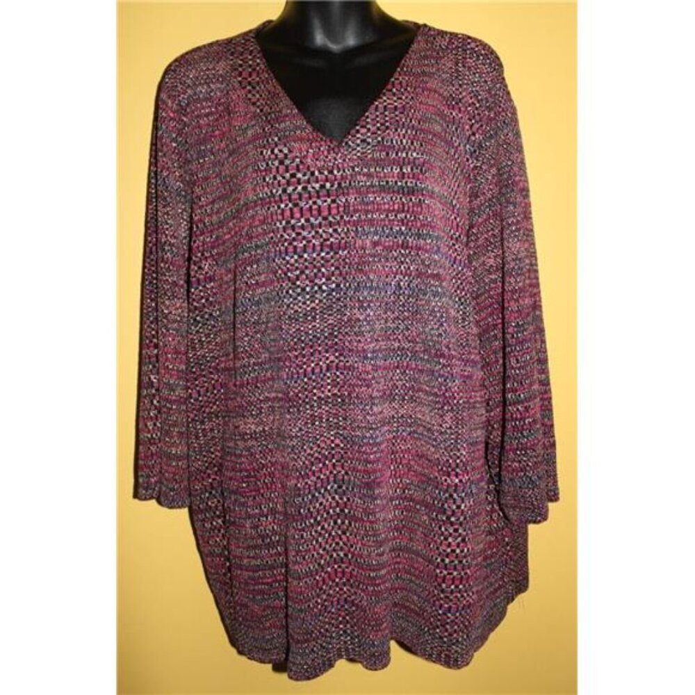 Laura Ashley Woman 3x V Neck Pink Purple 3/4 Sleeve Blouse Acetate Blend